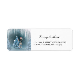 Christmas, cute giraffe with bird return address label