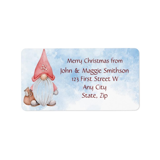 Christmas Cute Gnome Scene Custom  Label (Front)