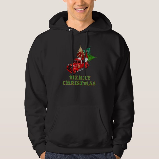 Christmas Cute Gnome Vintage Red Pickup Christmas  Hoodie (Front)