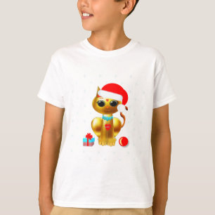 Christmas cute golden kitty cat cartoon T-Shirt