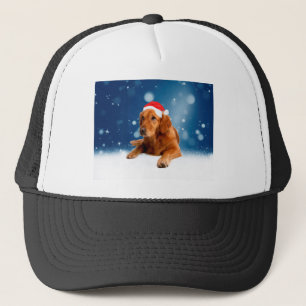 Christmas Cute Golden Retriever Dog Santa Hat Snow