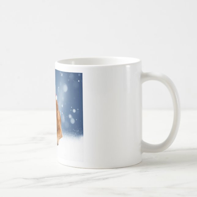 Christmas Cute Golden Retriever Dog Santa Hat Snow Coffee Mug (Right)