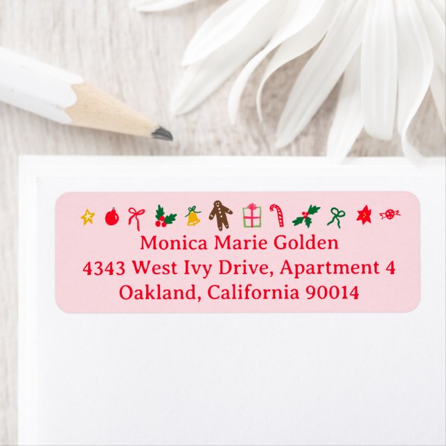 Christmas Cute Hand-Drawn CUSTOM Return Address Label (Insitu)