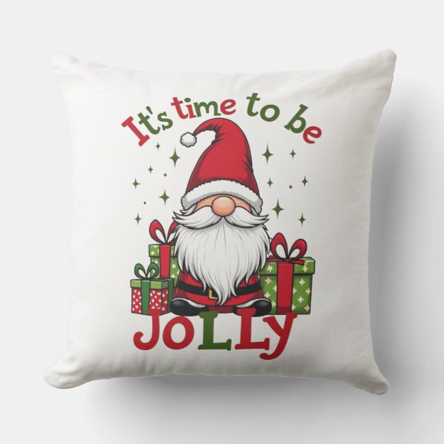 Christmas Cute Jolly Santa Holiday Cushion (Front)