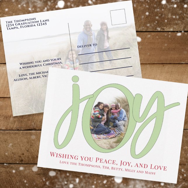 Christmas Cute Joy Typography Simple Whimsical Holiday Postcard (Creator Uploaded)