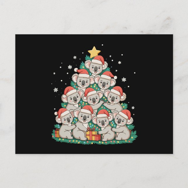 Christmas Cute Koala Tree Funny Xmas Holiday Postcard (Front)