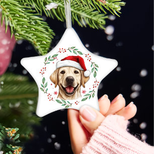 Christmas Cute Labrador Dog Personalised Ceramic Ornament