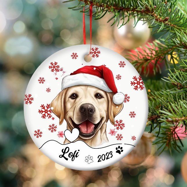 Christmas Cute Labrador Dog Personalised Ceramic Ornament (Creator Uploaded)