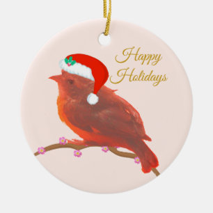 Christmas cute little bird ceramic ornament