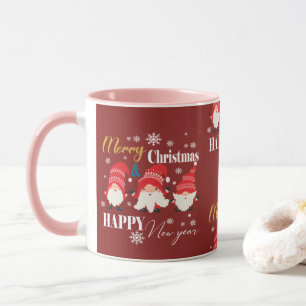 Christmas cute little red dwarfs mug