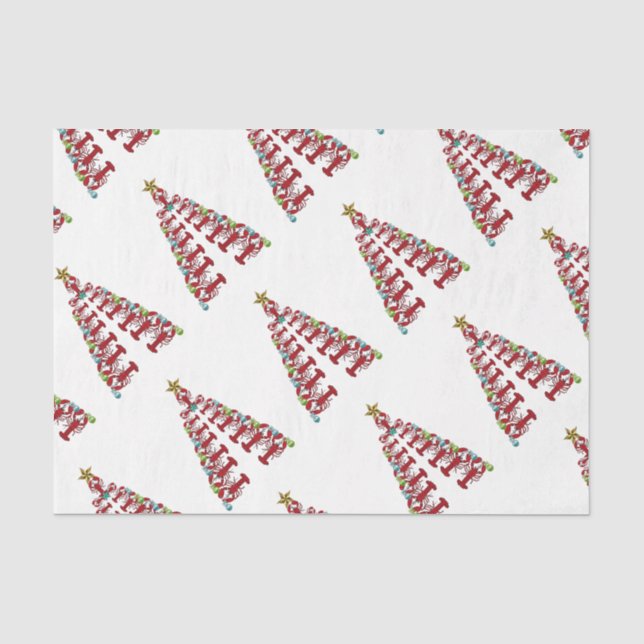 Christmas Cute Lobster tree Nautical beach tissue Paper (Front)
