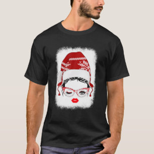 Christmas Cute Messy Bun Hat Leopard Merry Christm T-Shirt