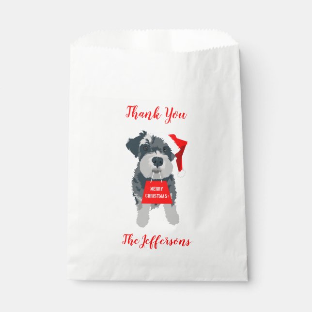 Christmas Cute Miniature Schnauzer Dog Santa Hat Favour Bag (Front)
