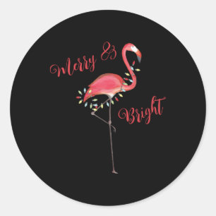 Christmas Cute Nk Flamingo String Lights T Shirt Classic Round Sticker