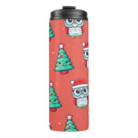 Christmas Cute Owl Santa Claus