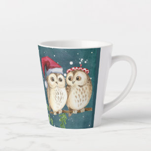 christmas cute Owl Wildlife santa's hat snow Latte Mug