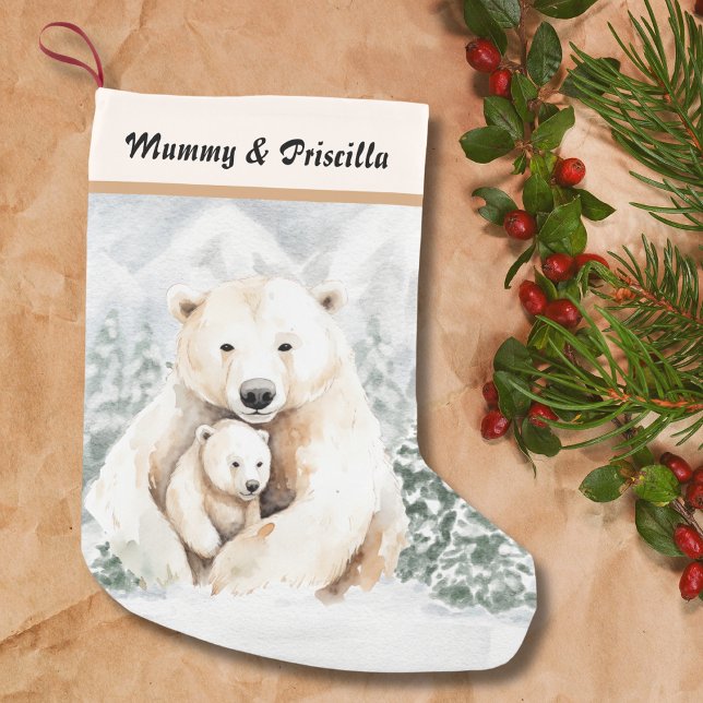 Christmas Cute Parent and Child Polar Bear Small Christmas Stocking (Creator Uploaded)