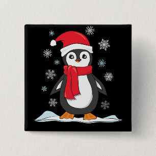 Christmas Cute Penguin 15 Cm Square Badge