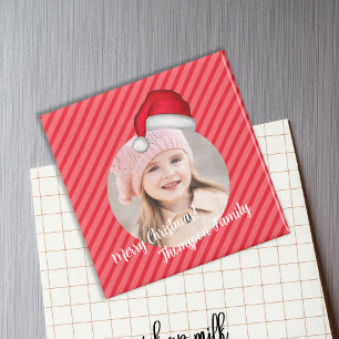Christmas Cute Photo Santa Hat Whimsical  Magnet