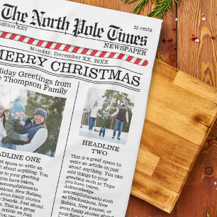 Christmas Cute Photo Whimsical Fun Newspaper Tea Towel