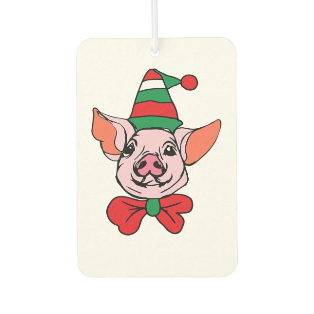 christmas cute pig boy festive greetings from farm car air freshener (Front)