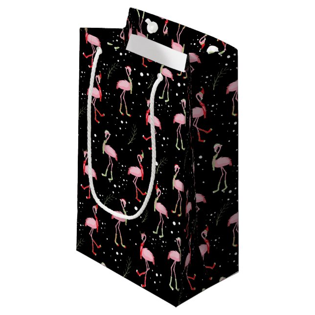 Christmas Cute Pink Flamingo Pattern Small Gift Ba Bag (Front Angled)