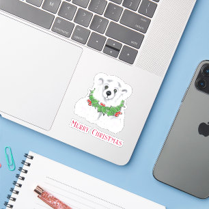 Christmas cute polar bear cub, Santa bear cub 