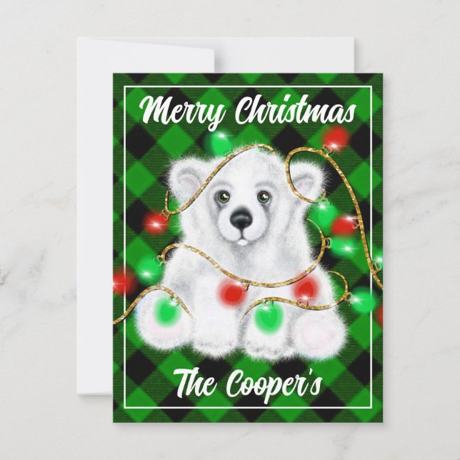 Christmas cute polar bear cub, Santa bear cub  Card (Front)