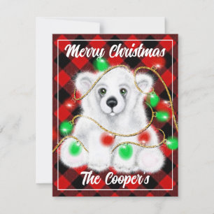 Christmas cute polar bear cub, Santa bear cub  Card