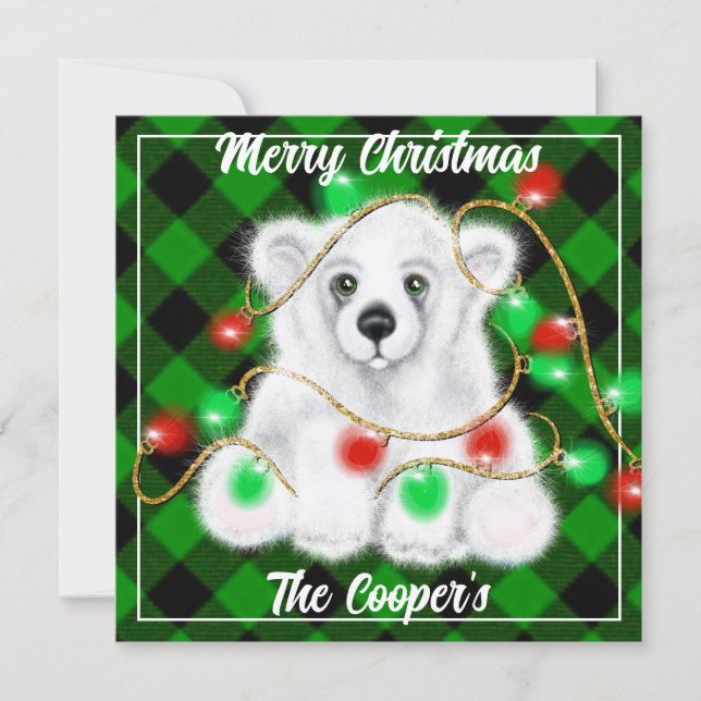 Christmas cute polar bear cub, Santa bear cub  Card (Front)