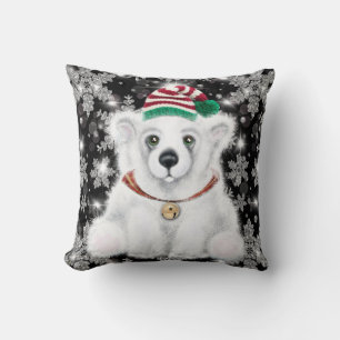 Christmas cute polar bear cub, Santa bear cub  Cushion