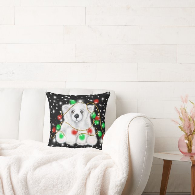 Christmas cute polar bear cub, Santa bear cub  Cushion (Couch)