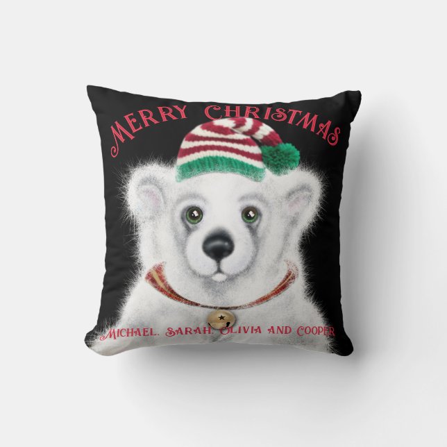 Christmas cute polar bear cub, Santa bear cub  Cushion (Front)