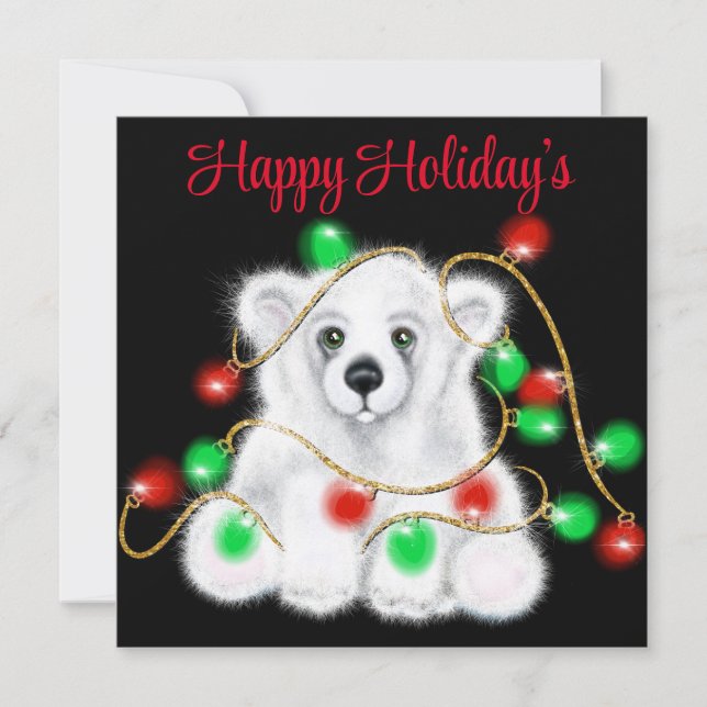 Christmas cute polar bear cub, Santa bear cub  Invitation (Front)