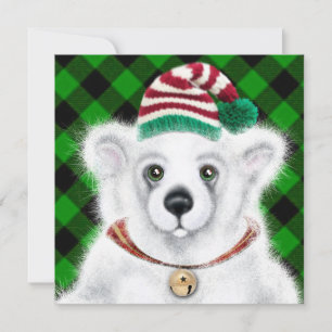 Christmas cute polar bear cub, Santa bear cub  Invitation