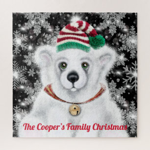 Christmas cute polar bear cub, Santa bear cub  Jigsaw Puzzle