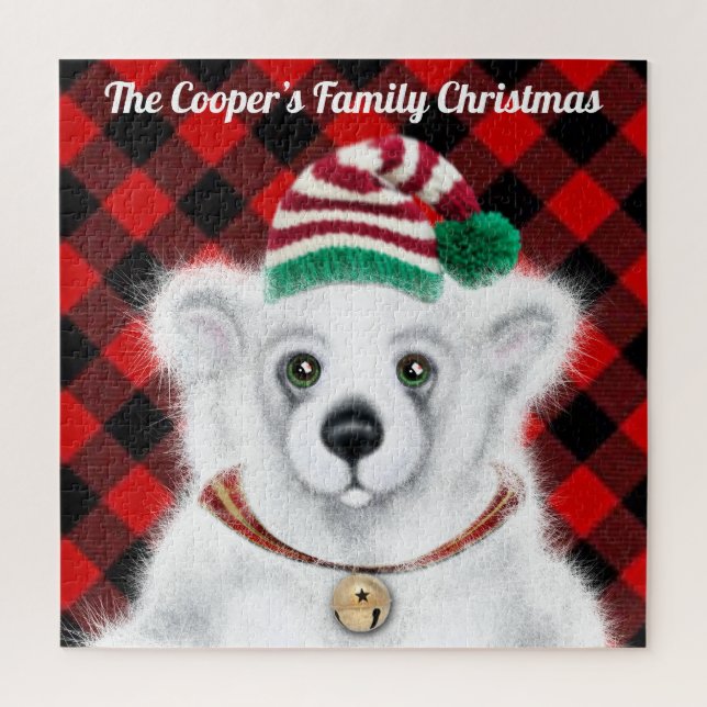 Christmas cute polar bear cub, Santa bear cub  Jigsaw Puzzle (Vertical)