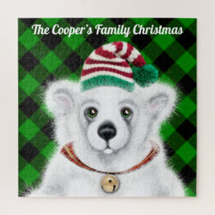 Christmas cute polar bear cub, Santa bear cub  Jigsaw Puzzle