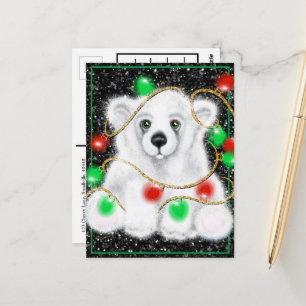 Christmas cute polar bear cub, Santa bear cub  Postcard