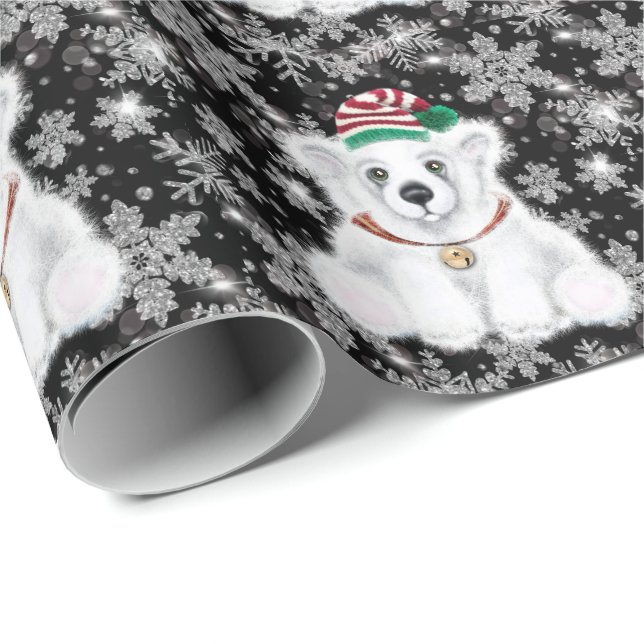 Christmas cute polar bear cub, Santa bear cub  Wrapping Paper (Roll Corner)