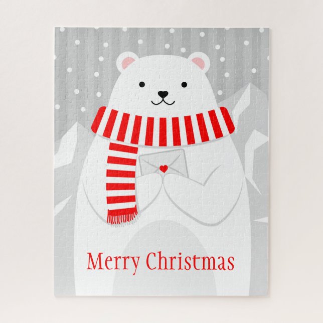 Christmas Cute Polar White Bear Animal Jigsaw Puzzle (Vertical)