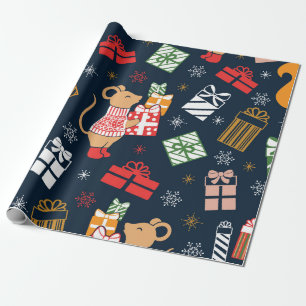 Christmas Cute Rat & Chipmunks Decoration Wrapping Paper