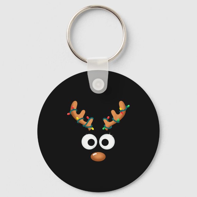 Christmas Cute Reindeer Face Antlers Wrapped In Li Key Ring (Front)