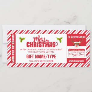 Christmas Cute Reindeer Ticket, Gift Card/Voucher