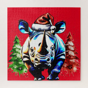Christmas cute rhino jigsaw puzzle