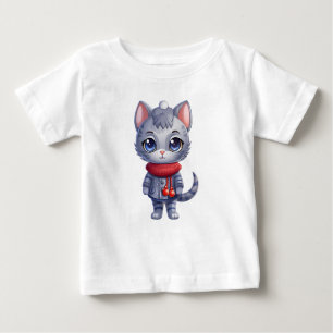 Christmas Cute Russian Blue Cat Baby T-Shirt
