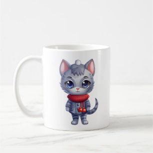 Christmas Cute Russian Blue Cat Coffee Mug
