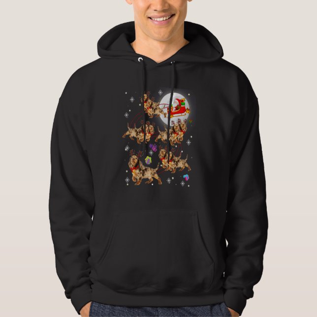 Christmas Cute Santa Claus Riding Dachshund Xmas P Hoodie (Front)