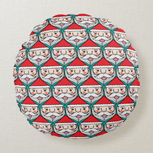 Christmas cute santa claus smile face seamless pat round cushion