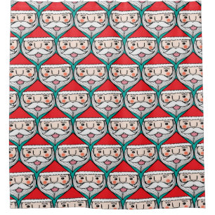 Christmas cute santa claus smile face seamless pat shower curtain